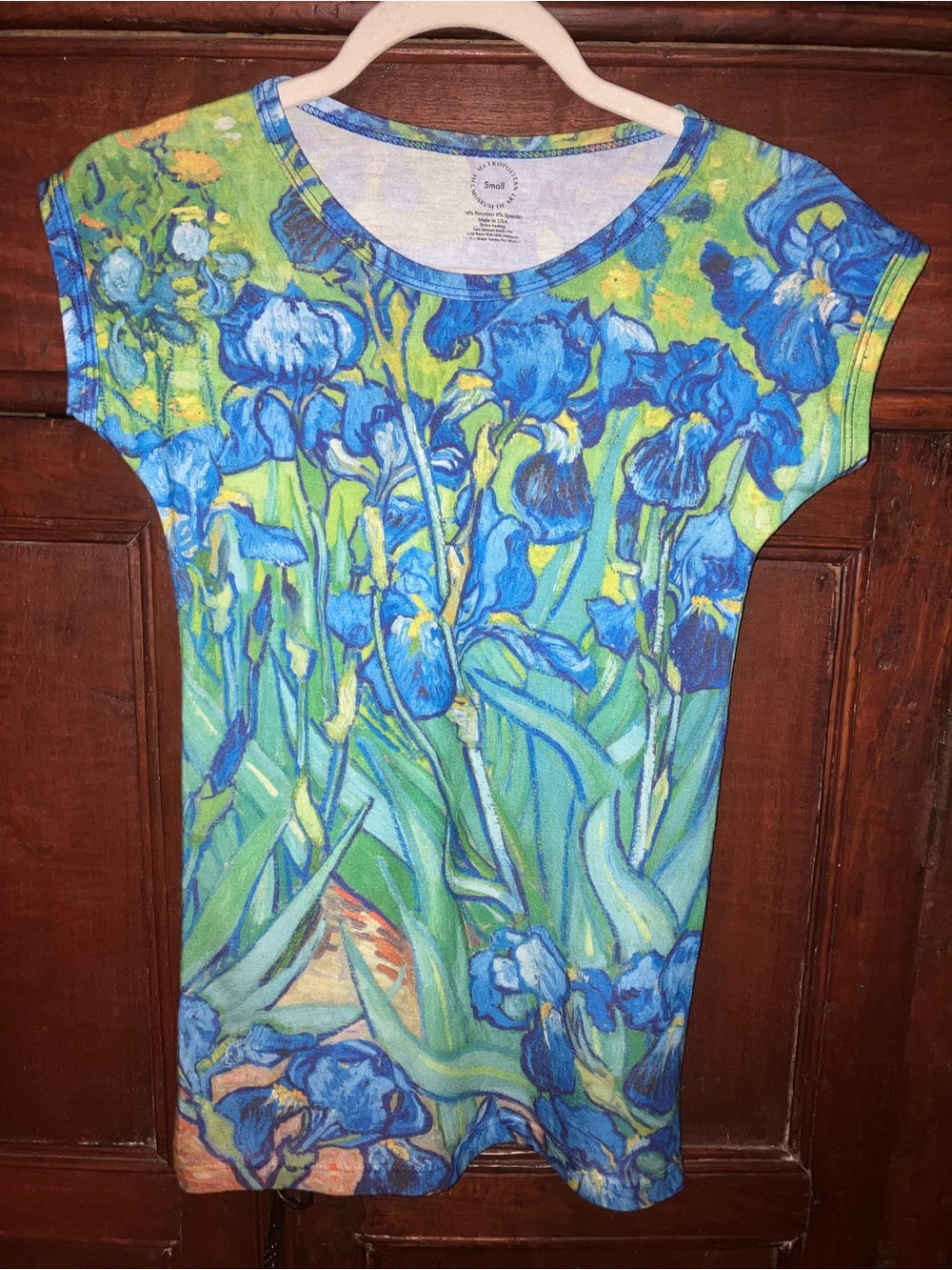 Blue Floral Iris Print Short Sleeve Tee - Unknown Brand